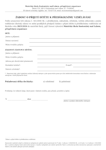 Náhled dokumentu - Žádost o přijetí